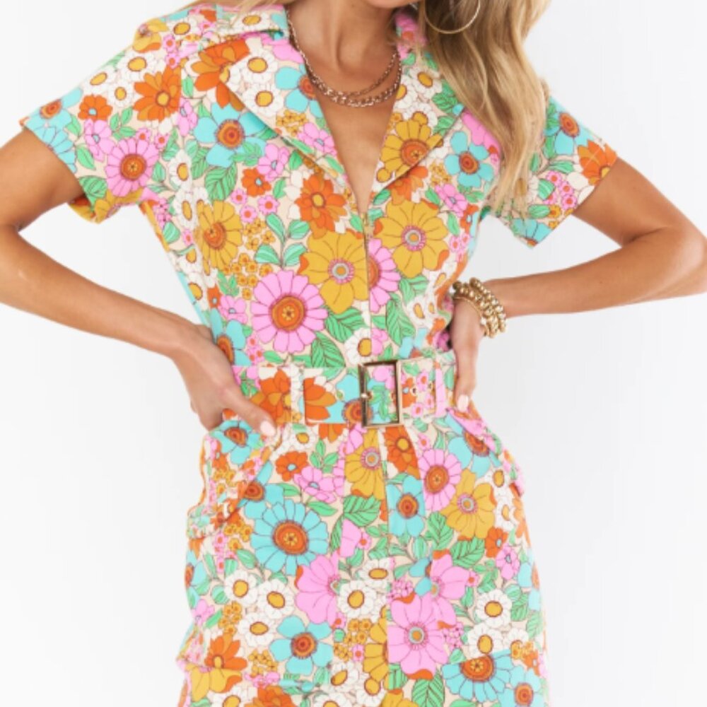 Show Me Your Mumu Outlaw Romper in Flower Market Denim